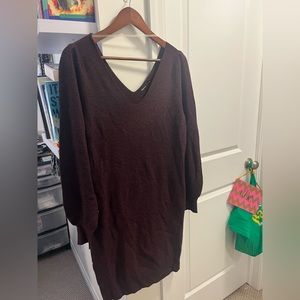 Long Sleeve Double V Neck Bodycon Dress